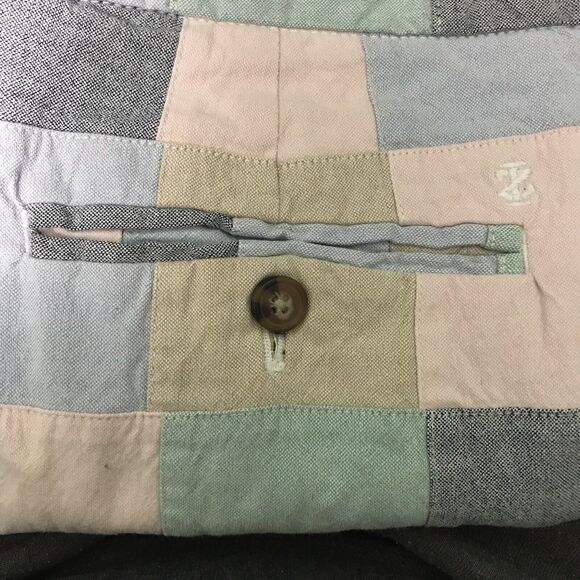 Izod Patchwork Bermuda Shorts Men's 36 Pastel Chambray Preppy Flat Pocket Pants - Picture 7 of 9